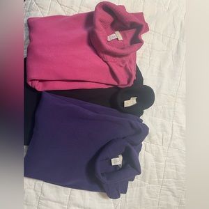Chico’s size 3 turtleneck sweaters. Bundle of 3. Black, purple and fuschia